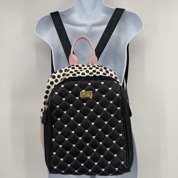Luv Betsey by Betsey Johnson Quilted  Hearts And Polka Dot Backpack - Picture 1 of 13